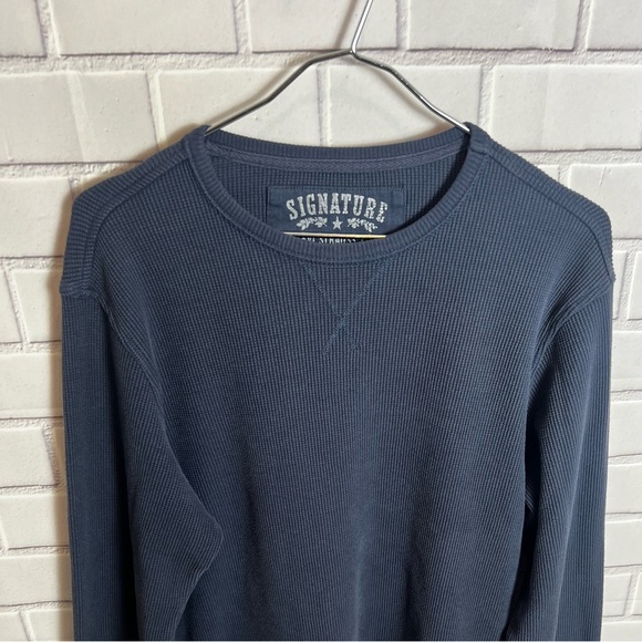 Signature Levi’s Strauss Men's Navy Blue thermal long sleeve Shirt/size L - Picture 5 of 6